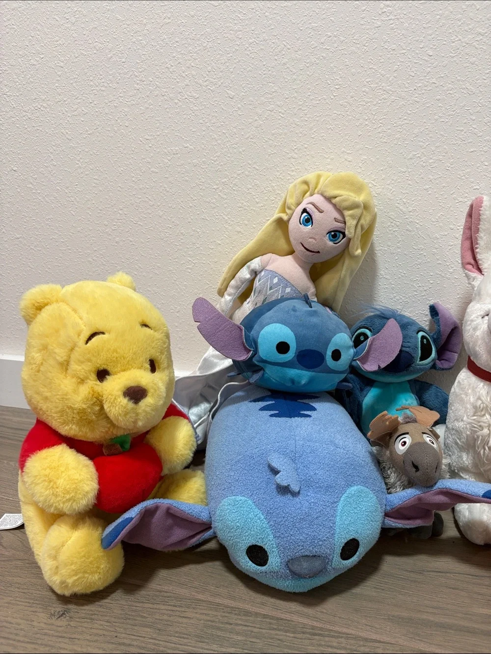Disney Plush Lot of 8 Stitch, Bolt, Tigger, Winnie the Pooh, Elsa, Sven